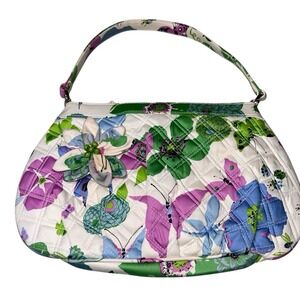 Vera Bradley Holly Sateen Handbag Purse Shoulder Bag Butterfly Floral Quilted